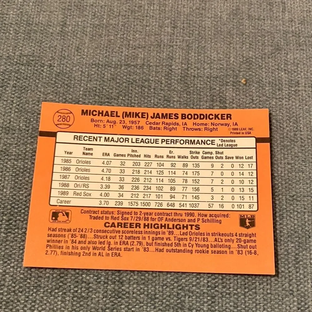 1990 Donruss Boston Red Sox Baseball Card Trading Card
